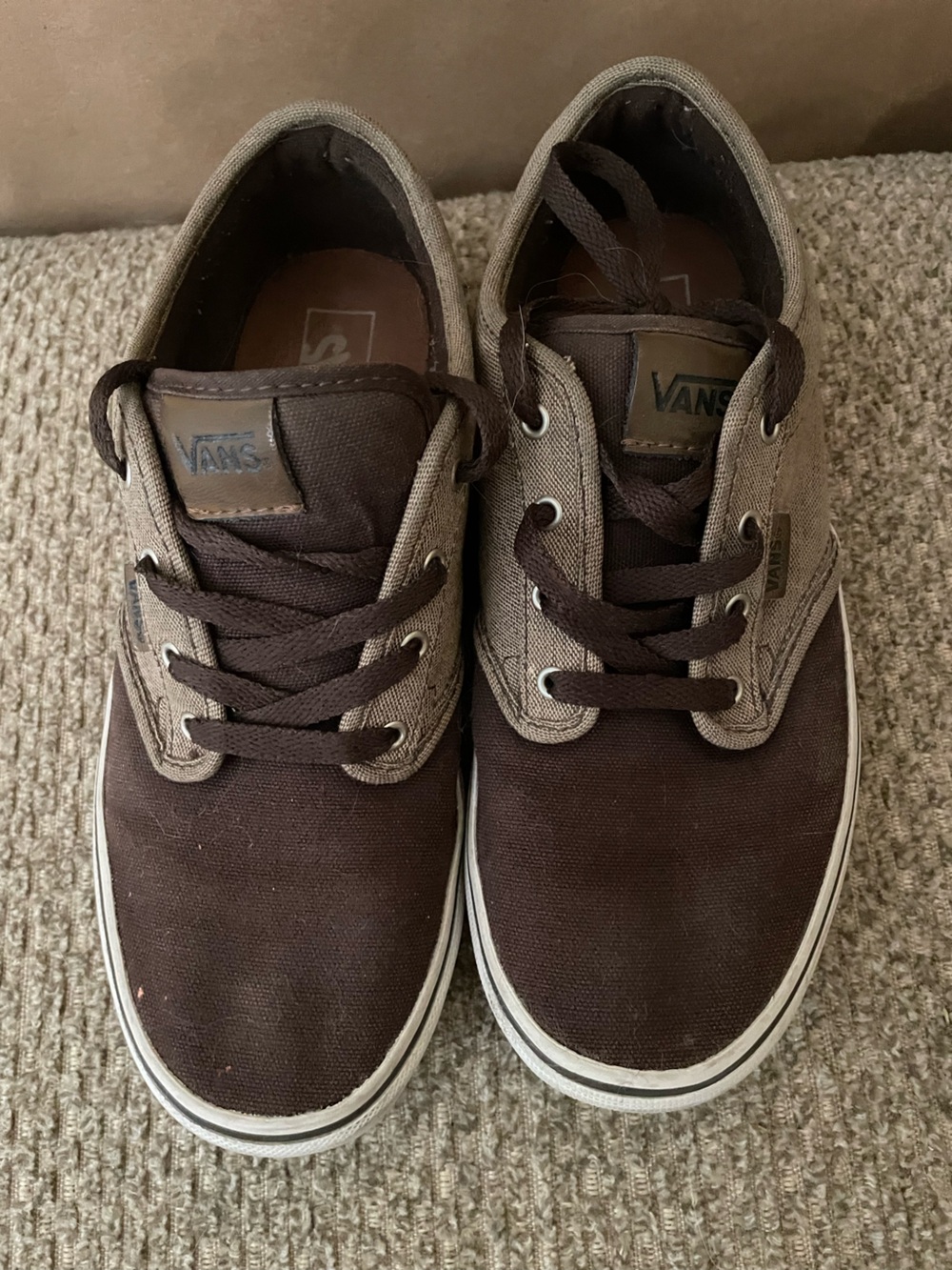 Vans two tone, brown and herringbone.